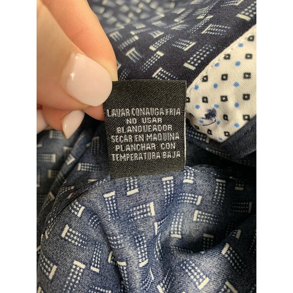 Niko Milano Button Up Shirt Men’s XL Navy Blue Geometric Pattern Long Sleeve NWT - Picture 9 of 14